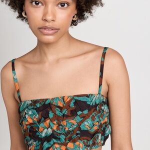 NWT Atelier 17.56 Yasmin Crop Top in Green Orange Size Small
